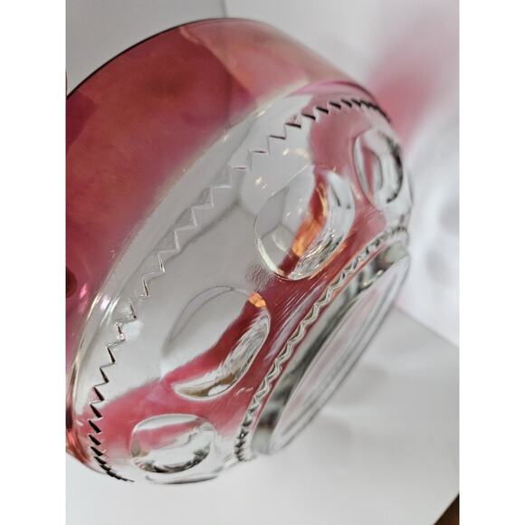 Tiffin Kings Crown Thumbprint Ruby Flashed Salad Serving Bowl 9 1/2" - Picture 3 of 8